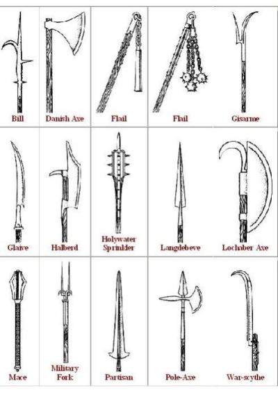 medieval weapons list