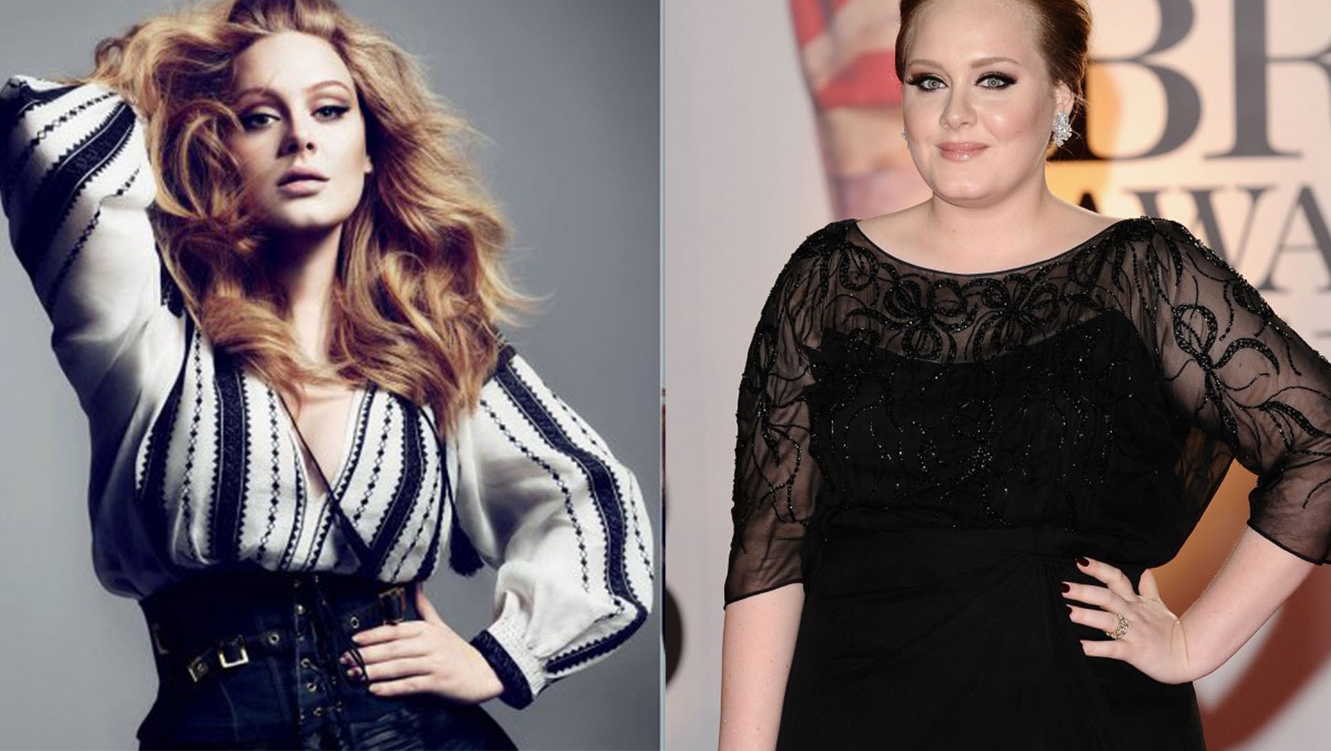Певица Адель до и после похудения в купальнике