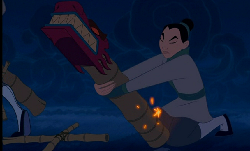 Mulan and Weaver fell together to the ground as fireworks began to fill the...
