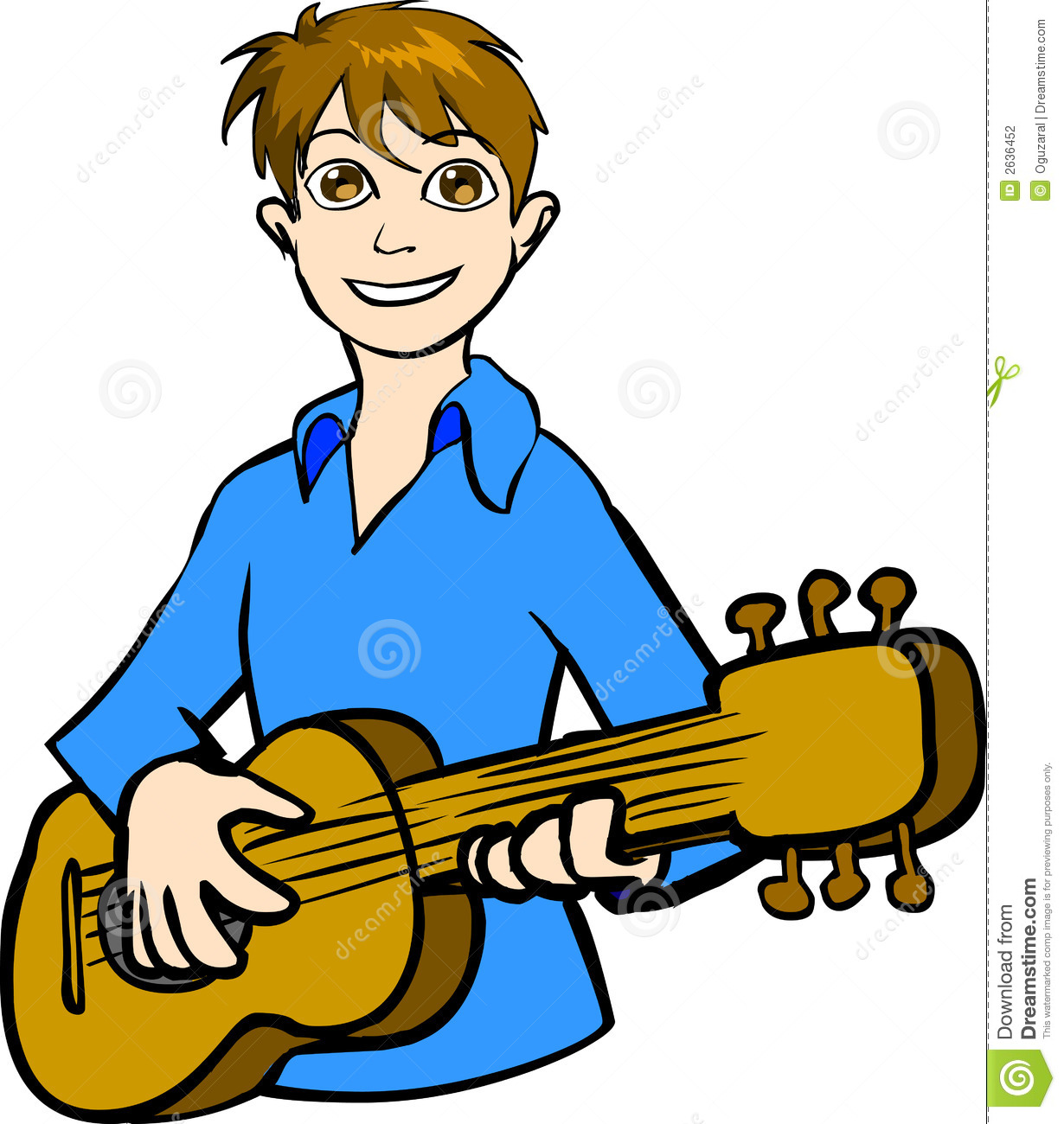 Красивый мальчик с гитарой мультяшный