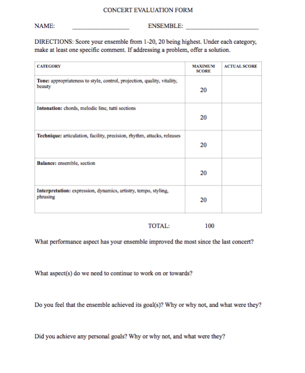 Concert evaluation essay