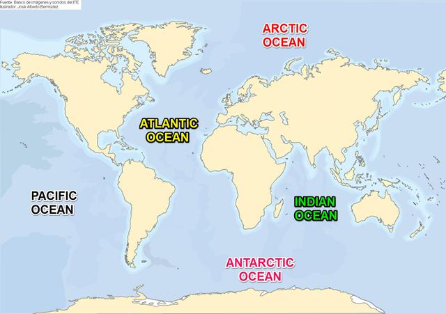 Blank World Map Oceans And Seas