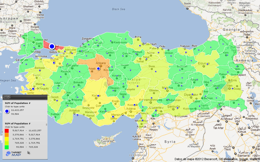 Карта население турции