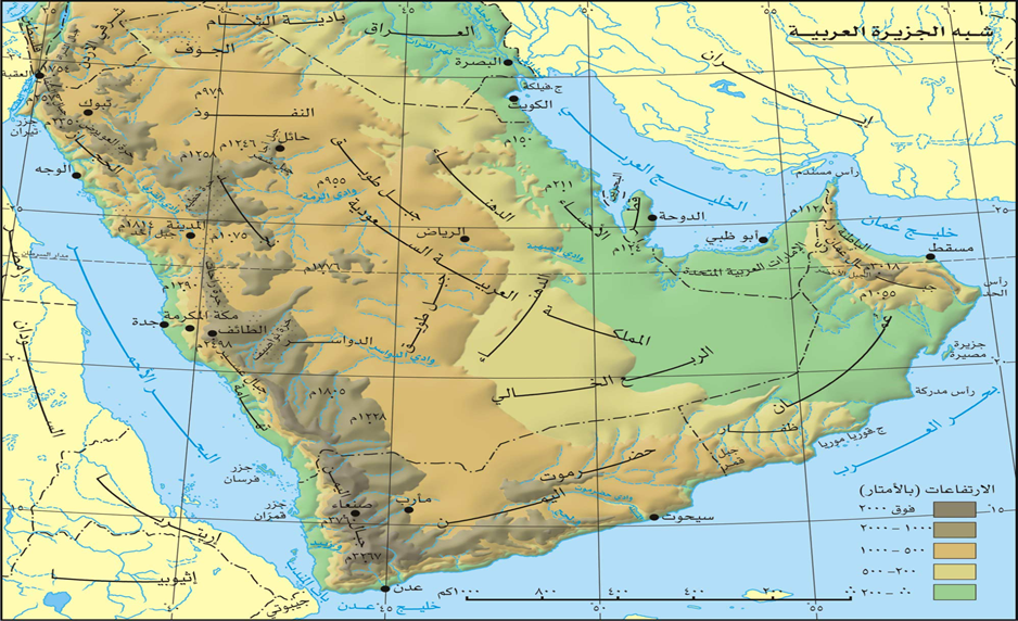 خريطة شبه الجزيرة العربية صماء