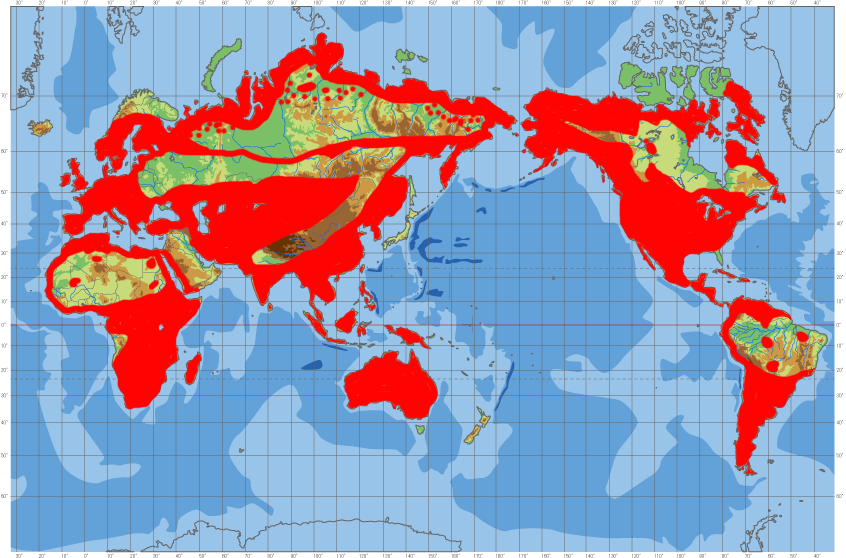 map of peregrin falcon habitat