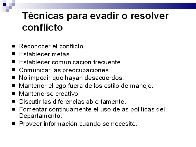 Que hacer para resolver un conflicto