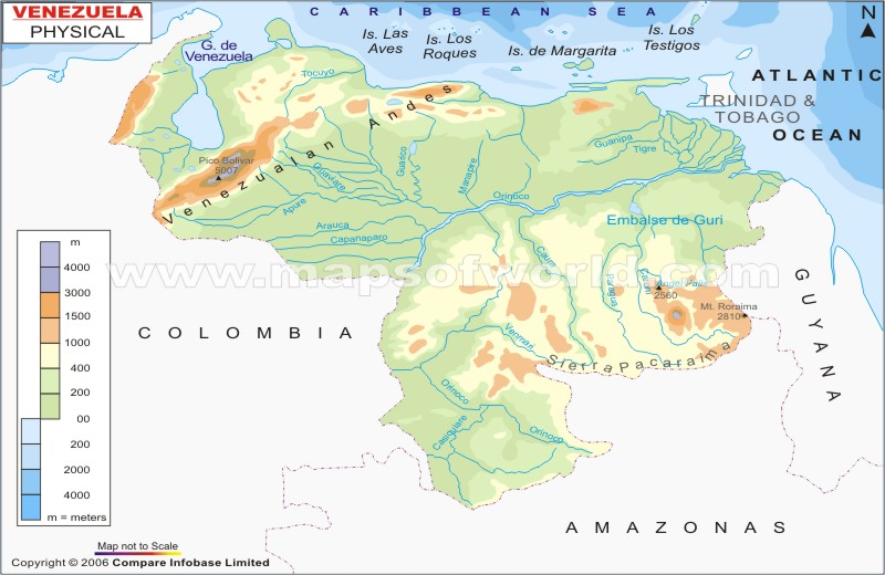 Физическая карта венесуэла