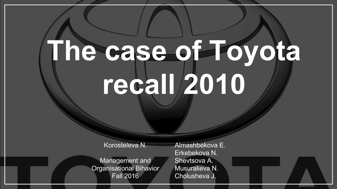 toyota's recall fiasco (2010) case study