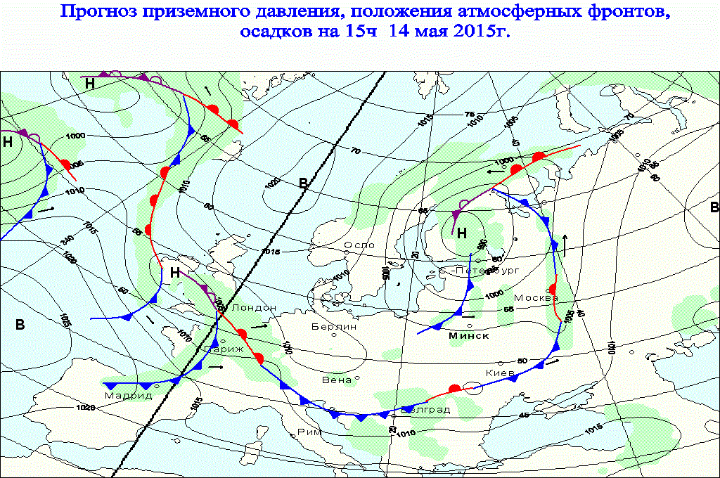 Карта климатических фронтов