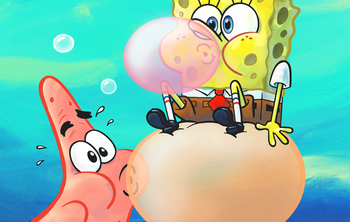 Губка Боб пузыри. Спанч Боб и Патрик в жвачке. Губка Боб жвачка. Патрик из губки Боба.