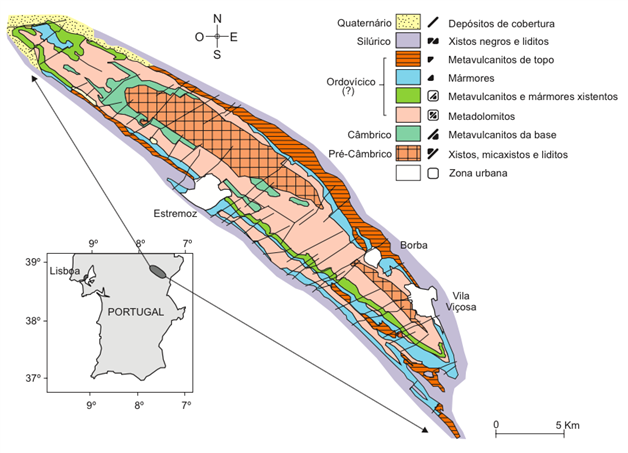 Resultado de imagen de carta geologica do anticlinal de estremoz