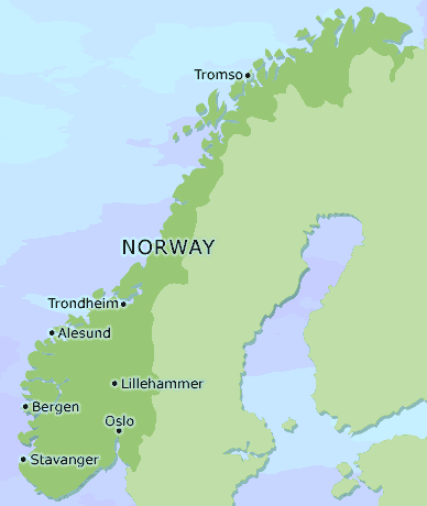 Norway Map With Major Cities