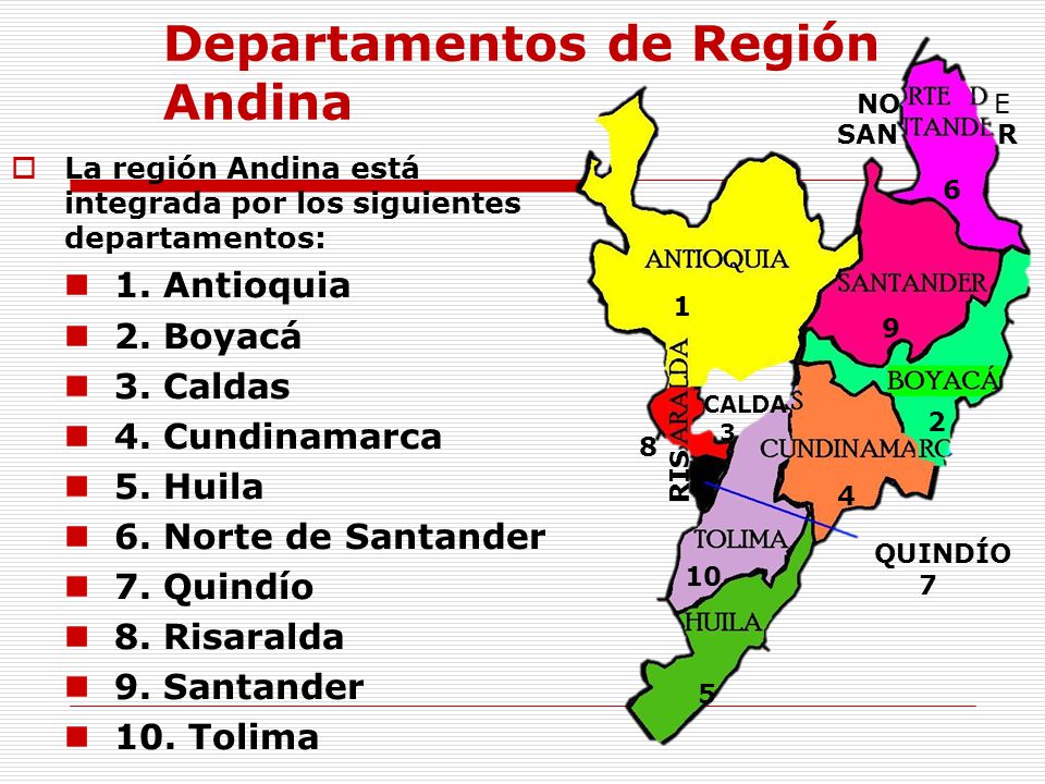 Resultado de imagen para regiÃ³n andina mapa