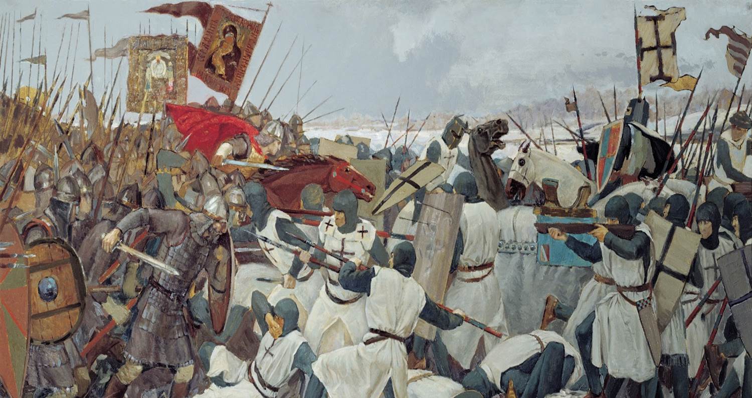 Победа русских войск в ледовом побоище. Битва Ледовое побоище 1242.