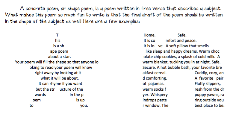 Writing poems перевод. Shape poems. Poetry Shapes в английском. Concrete Poetry example. Образ Shape poem.