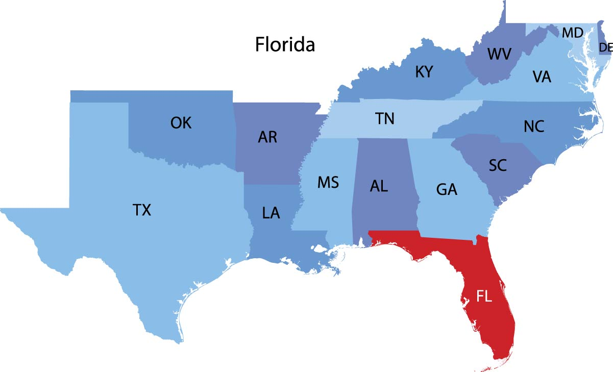 Карта сша штат флорида