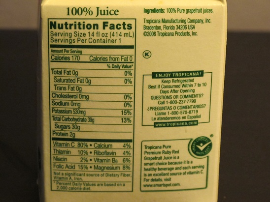 grapefruit juice nutrition facts