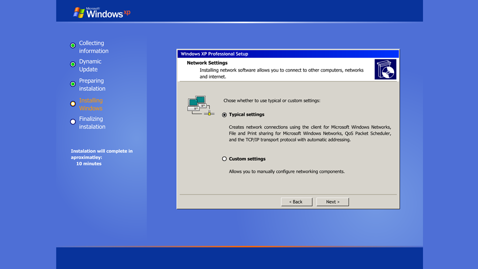 WS (Window System). Installing os. Typical setting.