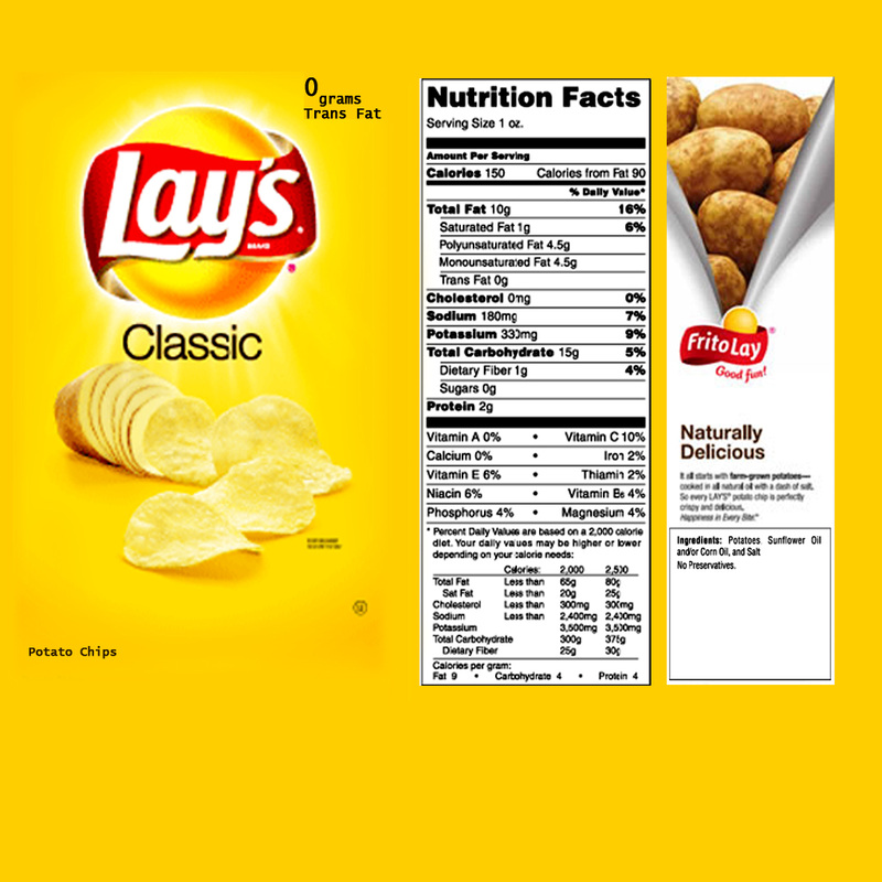 Lays Potato Chips Nutrition Facts Label