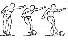 في مهارة كتم الكرة بوجه القدم الخارجي تكون رجل الارتكاز لا تشير إلى اتجاه الكرة