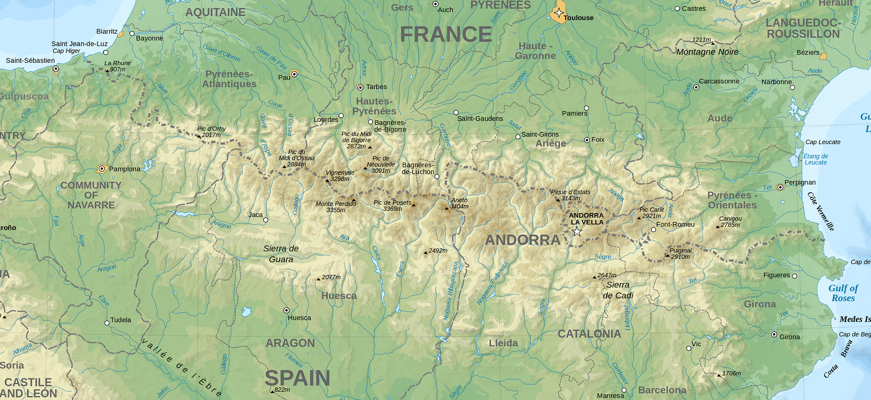 Пиренеи горы на карте