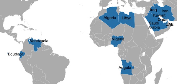 Страны являющиеся участниками опек. Страны Африки входящие в ОПЕК на карте. Организация стран экспортёров нефти (ОПЕК) контурная карта. Страны входящие в ОПЕК Африка контурная карта.