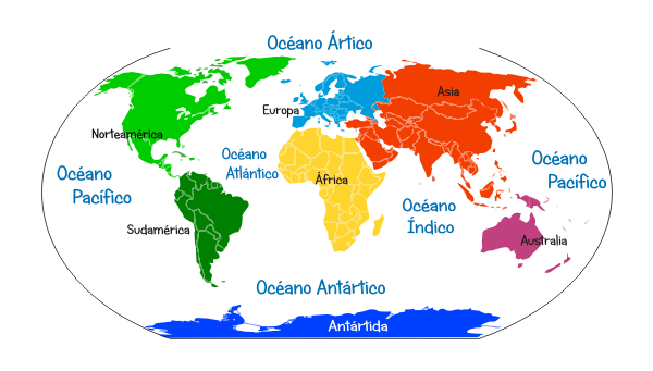 Océano atlántico y pacífico mapa