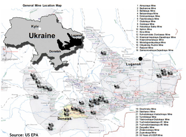 Месторождения украины на карте