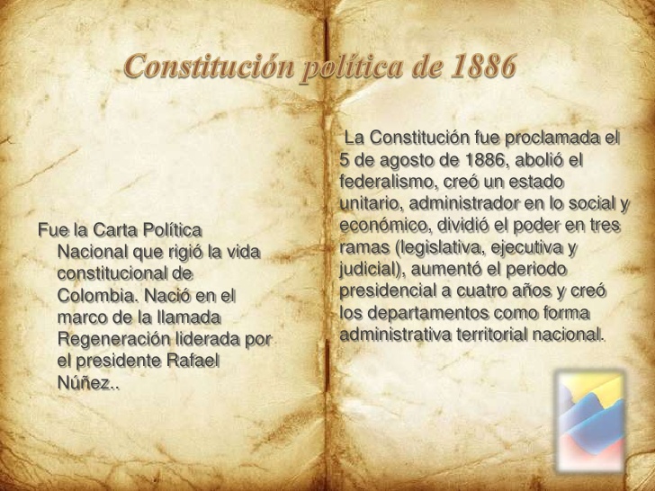 Resultado de imagen para constitución politica de colombia 1886