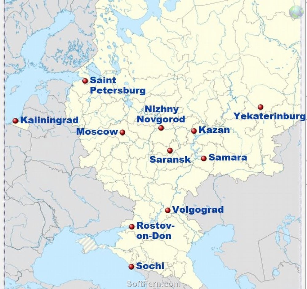 Карта городов ЧМ по футболу 2018. 2018 Карта России ЧМ. Nizhniy Novgorod, на карте.