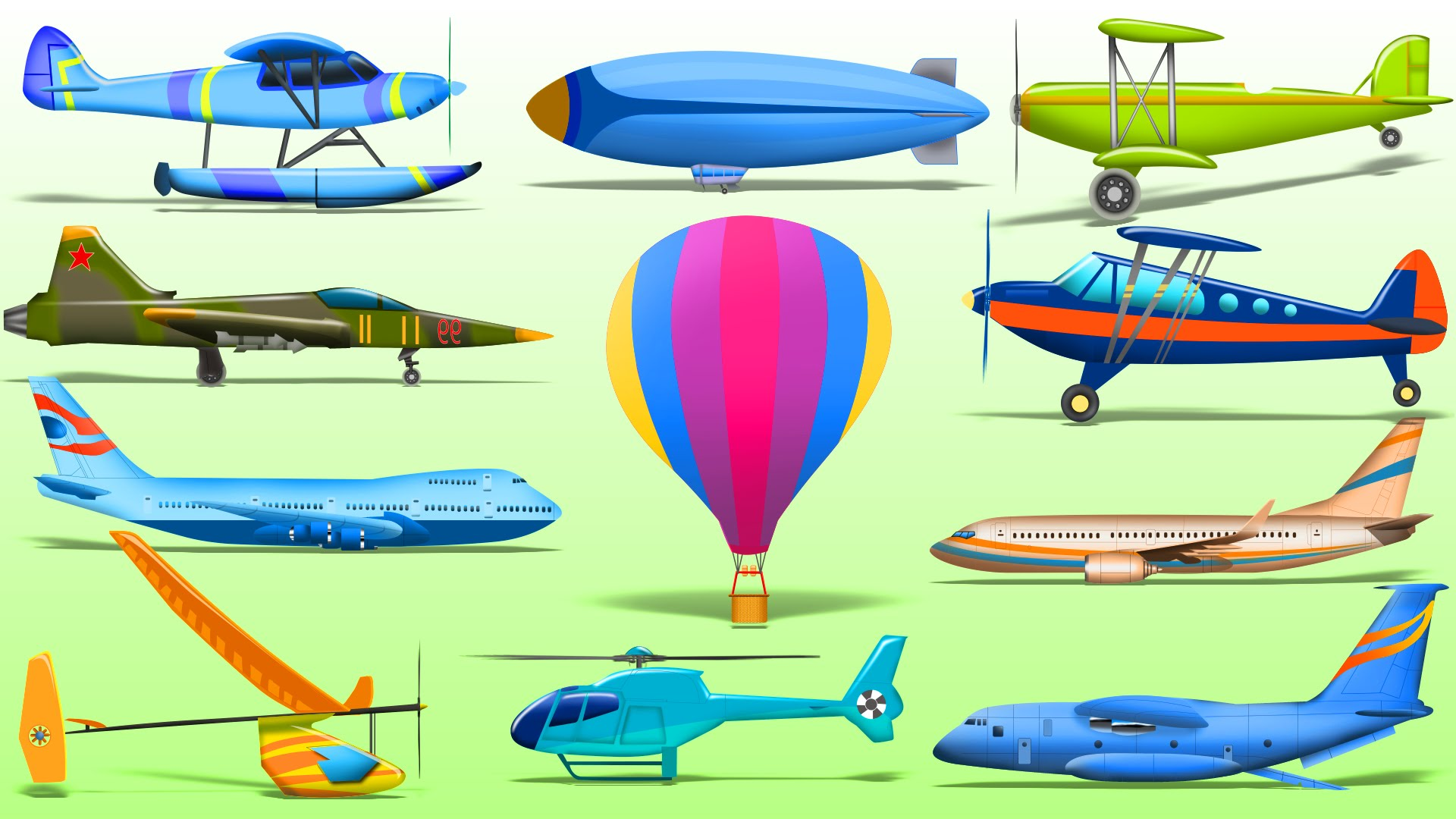 Включи воздушный транспорт. Летательные аппараты для детей. Воздушный транспорт. Изображение летательных аппаратов. Разные виды самолетов.