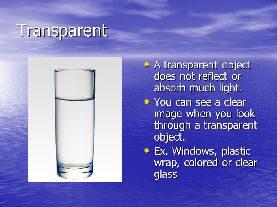 examples of translucent objects for kids