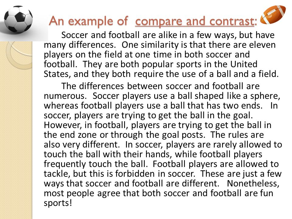 Find examples in the text. Compare essay example. Comparison essay examples. Compare and contrast examples. Compare contrast Sample.