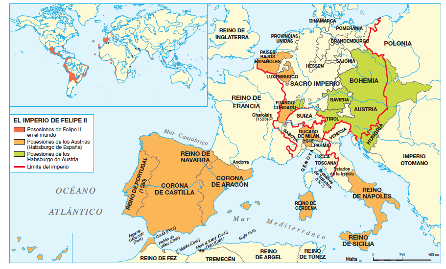 Resultado de imagen de Mapa Felipe II