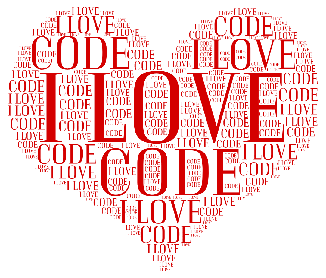 Любовь к программированию. Программирование в сердечке. Любовный код. Код я тебя люблю.