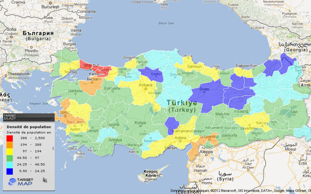 Карта население турции