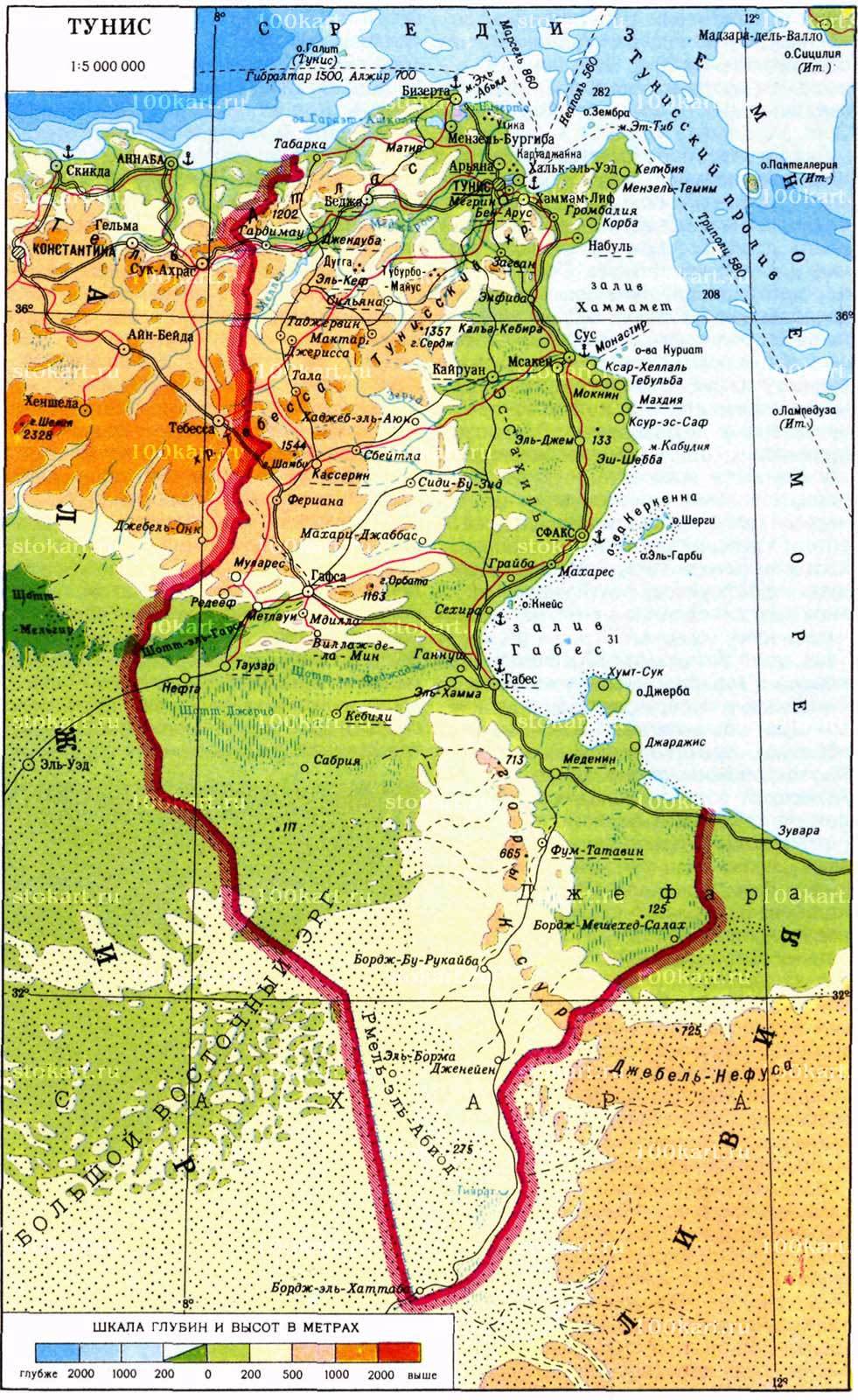 Карту туниса на русском языке. Географическая карта Туниса. Физическая карта Туниса. Физическая карта Туниса подробная. Географическая карта Африки Тунис.
