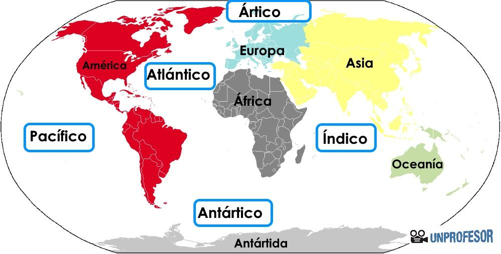 Océano atlántico y pacífico mapa