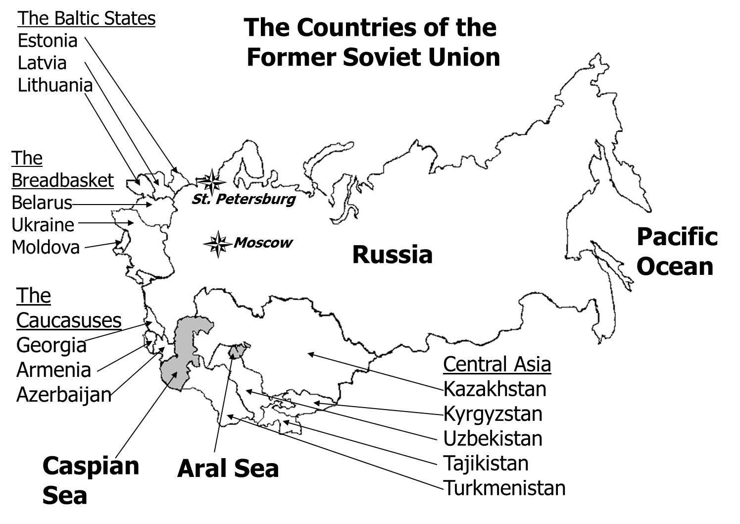 Контурная карта постсоветского пространства