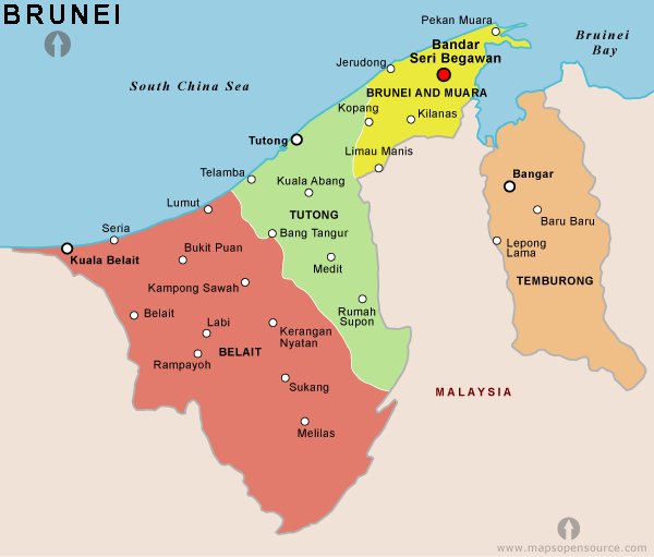 Бруней политическая карта. Бруней на политической карте мира. Бруней на карте. Административное деление Брунея.