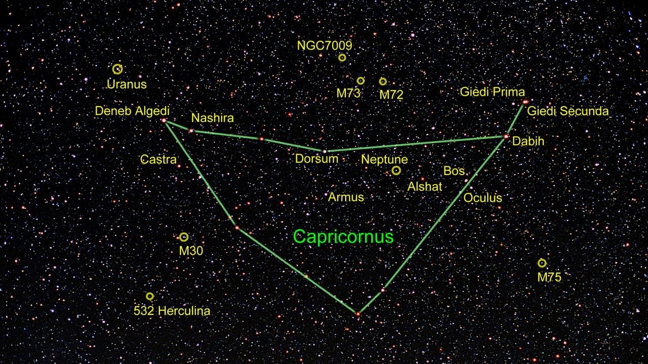 Козерог созвездие созвездия. Козерог Созвездие Денеб Альгеди. Capricornus Созвездие. Козерог Созвездие схема самая яркая звезда. Денеб Альгеди звезда.