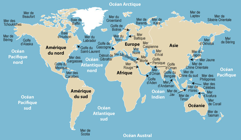 De monde перевод. Oceans du monde. Пляж la mer на карте. Carte d'Amerique. Океан Hyusisayin.