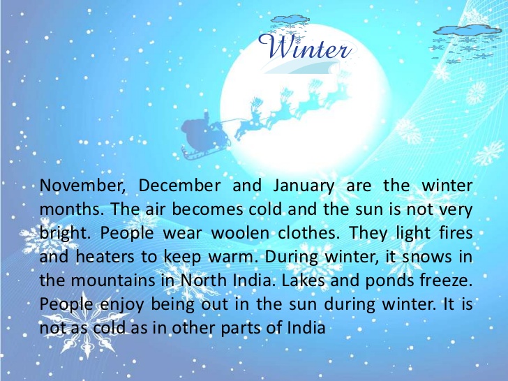 January is cold month of the. Sentences about Winter. Winter essay.