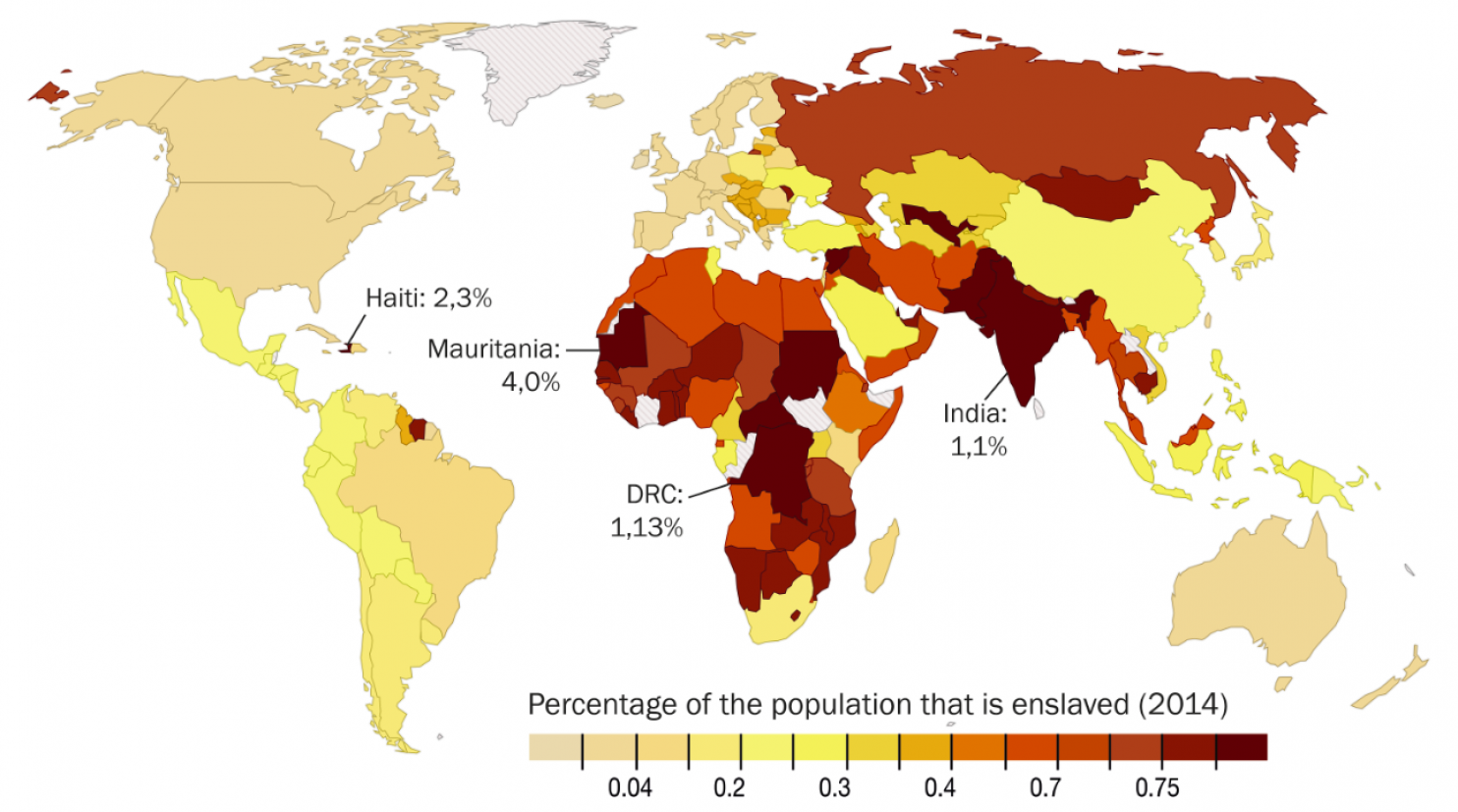 Карта рабства в мире