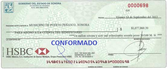 Cheque conformado ejemplo