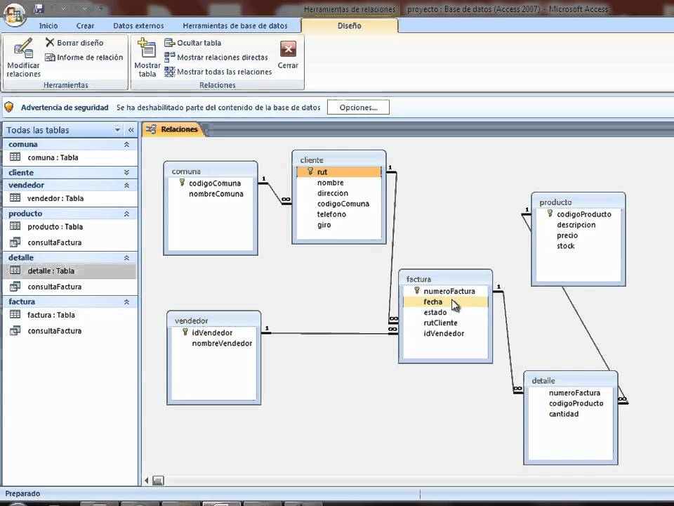 Como crear una tabla en access