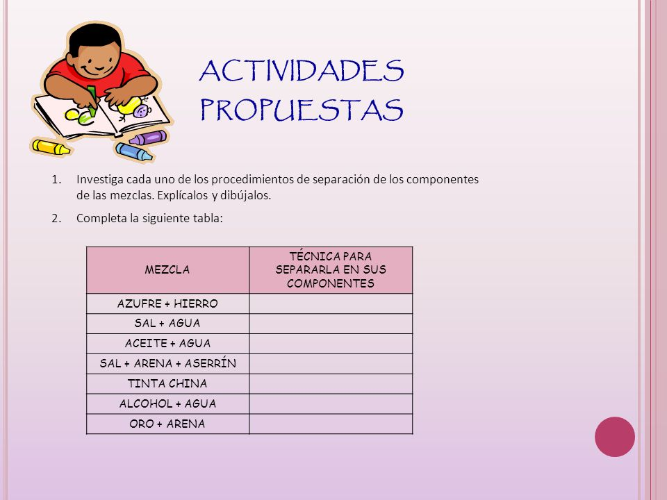 Resultado de imagen para actividades para separacion de mezclas