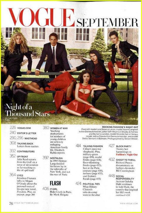Image result for vogue magazine table of contents