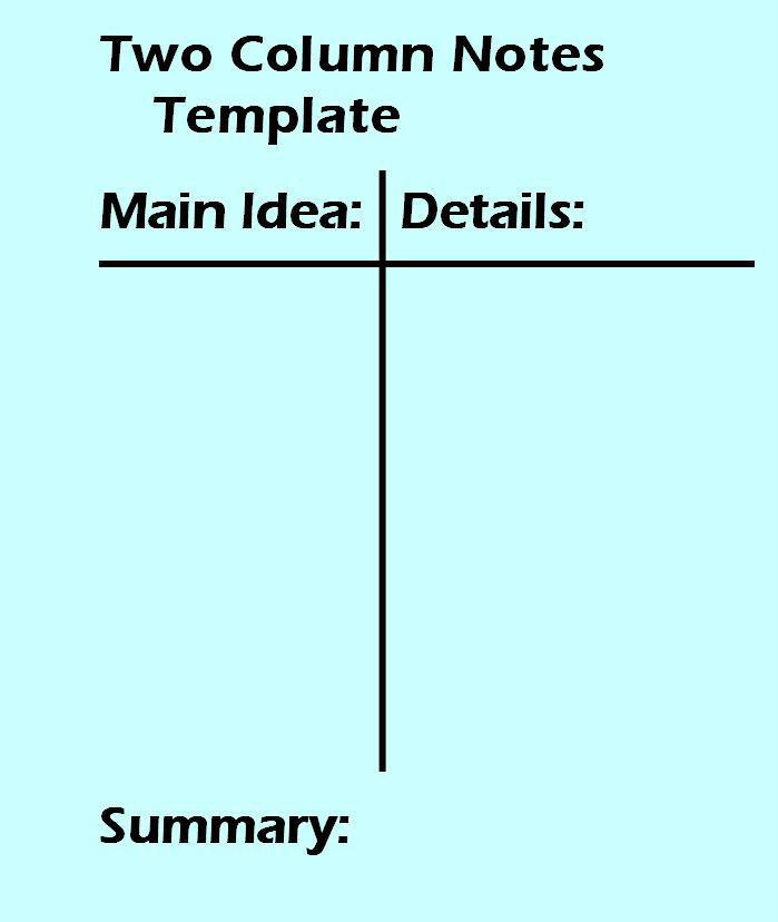 Column method. Two column Notes Template. 2 Columns Template.