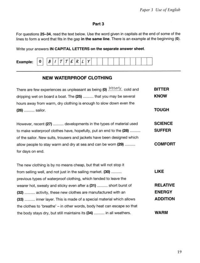 fce part 3 reading and use of english
